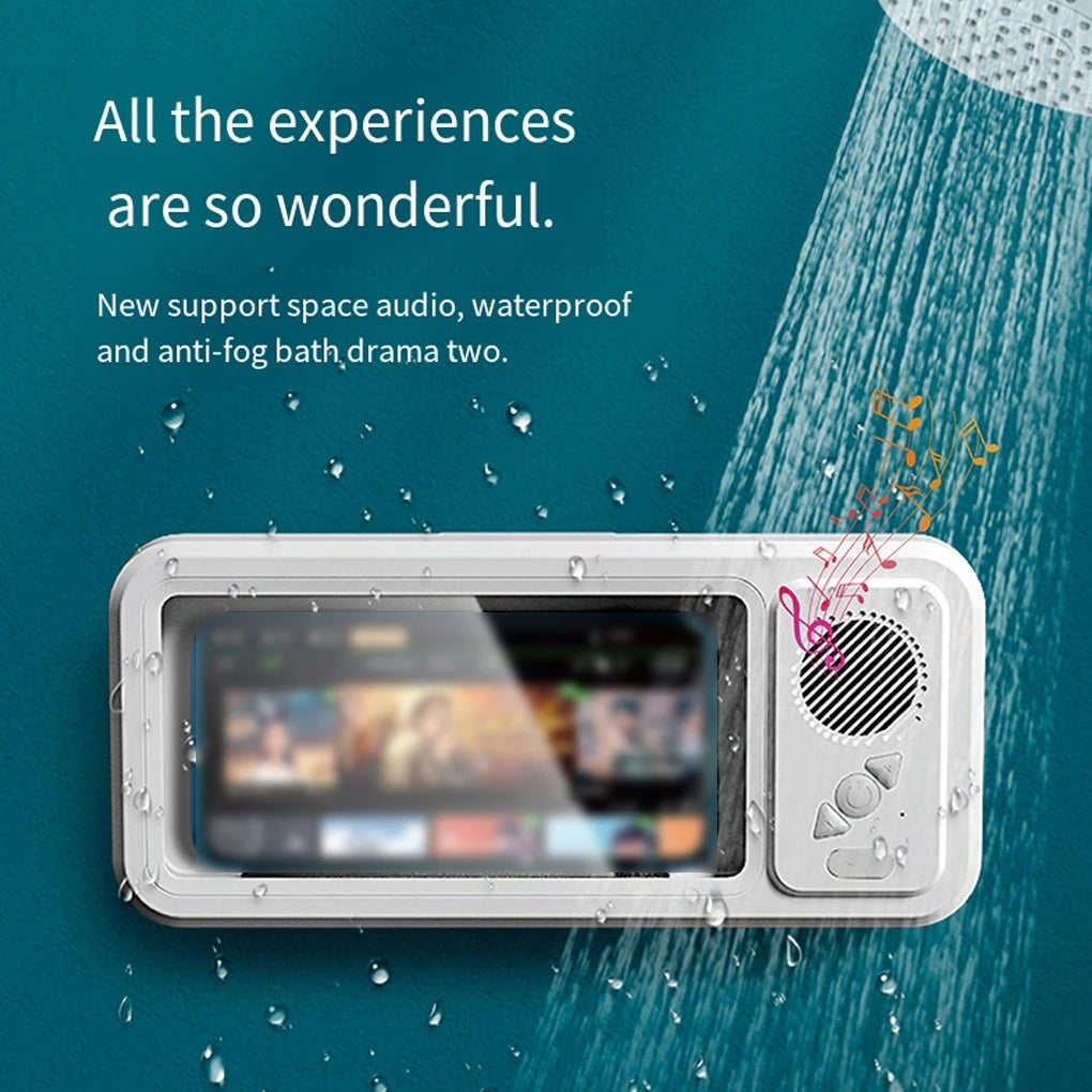 Shower Phone Holder with Bluetooth Speaker 360 Rotation Phone Mount