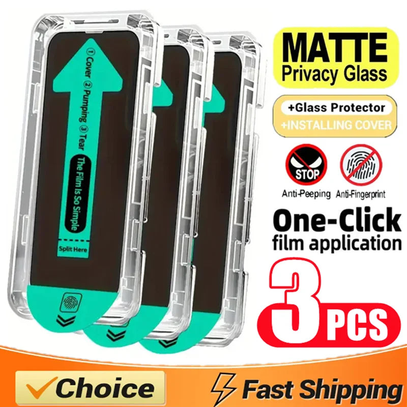 [CASH] 3 Packs – Tempered Glass Screen Protector with Anti-Scratch Anti-Fingerprint Privacy & Auto Dust-Free Install
