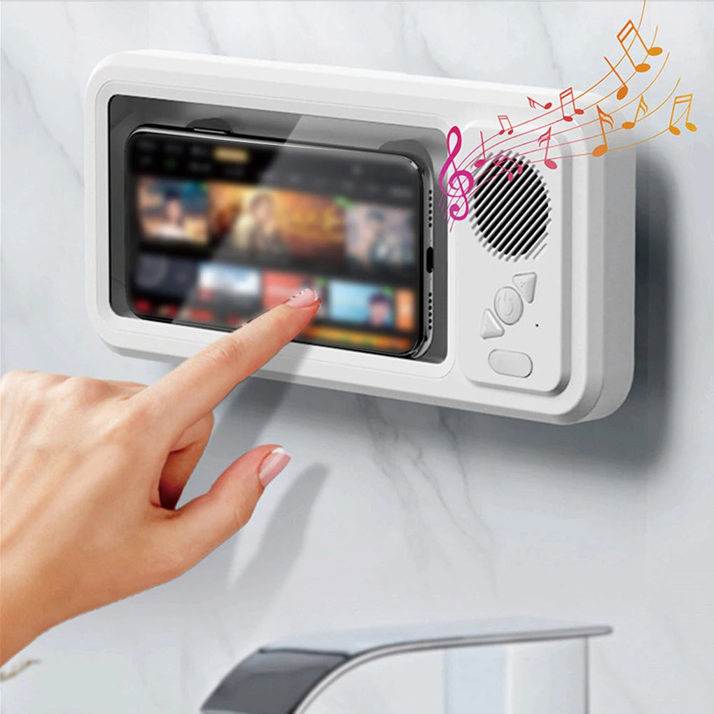 Shower Phone Holder with Bluetooth Speaker 360 Rotation Phone Mount